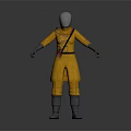 Game Movie Character In Yellow Coat With Silver Helmet And Red Utility Belt