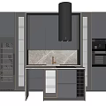 Modern Kitchen Design Featuring Dark Gray Cabinets Marble Backsplash And Island Counter With Wine Cooler