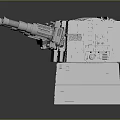 Double Barrel Turret Weapon Model With Detailed Military Base Design