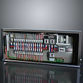 Practical Electrical Control Panel With Organized Circuit Breakers And Color Coded Wires