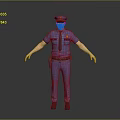 Game Movie Police Character In Blue Uniform With Hat And Belt 3d model