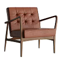 Elegant Modern Single Sofa With Tufted Beige Upholstery And Wooden Armrests Design