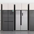 Modern Refrigerators Featuring Various Styles And Sleek Silver Gray Designs In Kitchen 3d model