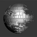 Cartoon Sci Fi Scene With Damaged Gray Sphere And Detailed Surface Structures 3d model