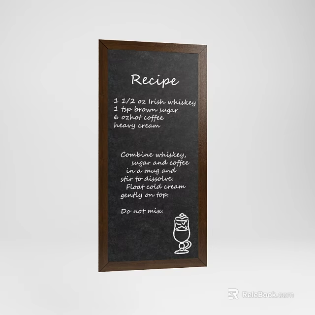Chalkboard Hanging with Recipe Ingredients and Hand Drawn Illustration for Kitchen Decor 3d model 