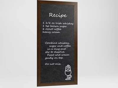 Chalkboard Hanging with Recipe Ingredients and Hand Drawn Illustration for Kitchen Decor 3d model