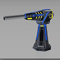 Futuristic Sci Fi Weapon With Blue Yellow Accents Modern Tech Design Long Barrel Stable Base 3d model
