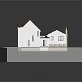 Single Family Home With White Exterior Dark Roof Two Car Garage And Green Lawn