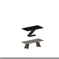 Modern Dining Tables With Black And Silver Glitter Tabletops And Bronze Z Shaped Bases