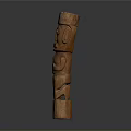 Standing Wooden Human Figure Sculpture Carving with Intricate Facial and Body Details