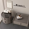 Modern Minotti Bedside Tables Round and Square Designs With Books Cup and Decorative Items