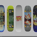 Colorful Skateboard Decks With Unique Graphic Designs And Artwork Patterns 3d model
