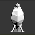 White Low Poly Bird Sculpture With Geometric Polygonal Design On Dark Reflective Surface