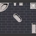 Colorful Cartoon Bathroom Scene With White Walls Blue Tiles Windows Bathtub And Shower