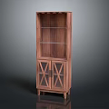 Modern Wooden Bookcase With Glass Doors X Shaped Panels And Open Shelves