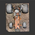 Orange Ford Tractor Functional Agricultural Vehicle with Large Tires and Muddy Platform
