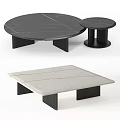 Modern Black And White Marble Coffee Tables With Black Base And Round Square Shapes