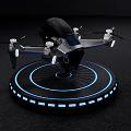 Modern Smart Drone on Circular Platform with Blue Halo Lighting 3d model