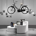 Modern display stand shows old memory art installation 3d model