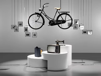 Modern display stand shows old memory art installation 3d model