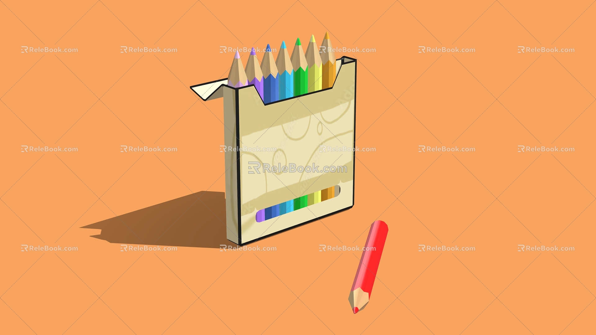 Color stroke pen pencil cartoon pencil cartoon color pen cartoon brush 3d model