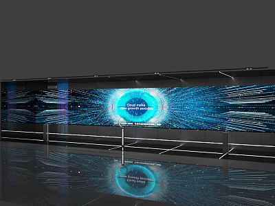 Modern Digital Background Wall With Dynamic Blue Light Lines And Sleek Design 3d model
