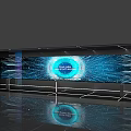 Modern Digital Background Wall With Dynamic Blue Light Lines And Sleek Design 3d model