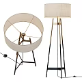 Modern Floor Lamp Featuring Linen Shade And Tripod Metal Stand Design
