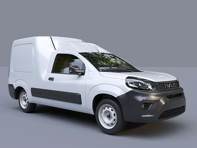 Modern White Commercial Van With Black Bumper Silver Wheels And Side Windows 3d model