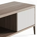 Modern TV Stand With Striped Panels Wood Grain And Storage Shelves