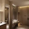 Hotel Room Interior With Comfortable Bed Sofa Desk And Modern Decor