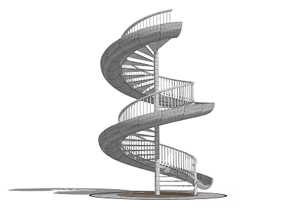 Elegant Modern Spiral Staircase Architectural Design With Metal Handrail And Curved Steps 3d model