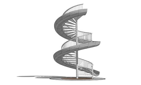 Modern Stairs Rotating Stairs with Slide 3d model