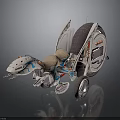 Futuristic Electric Vehicle Design With Large Wheels Blue Accents And Mechanical Structure