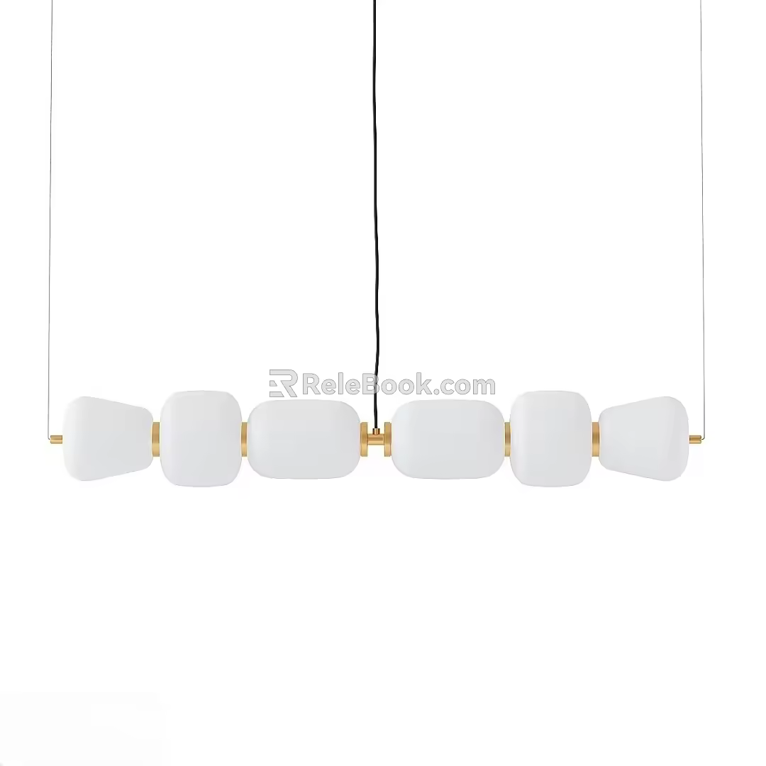 Modern minimalist style five-lamp chandelier Nordic style lighting design metal lamp body 3d model