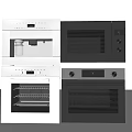 Modern Silver And Black Kitchen Appliances Including Coffee Machine Microwave And Oven 3d model