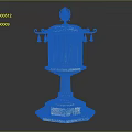 Traditional Bronze Lantern With Plant Carvings Golden Top And Marble Base
