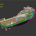 Green NorthSea King Ship With Modern Deck White Equipment And Sleek Design 3d model