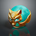 Metallic Golden Fox Head Fashion Clothing Accessory With Blue Sphere Decor