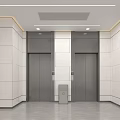 Elegant Modern Elevator Lobby With Marble Walls And Grey Floor Design 3d model
