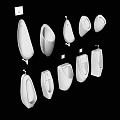 Ceramic White Urinals Mounted On Dark Colored Wall In Multiple Units