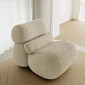 Modern Single Sofa With Plush Beige Fabric And Rounded Cozy Design 3d model