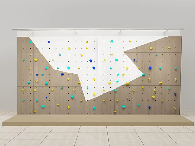 Indoor Climbing Wall Sports Equipment Featuring Colorful Holds for Fitness Training 3d model