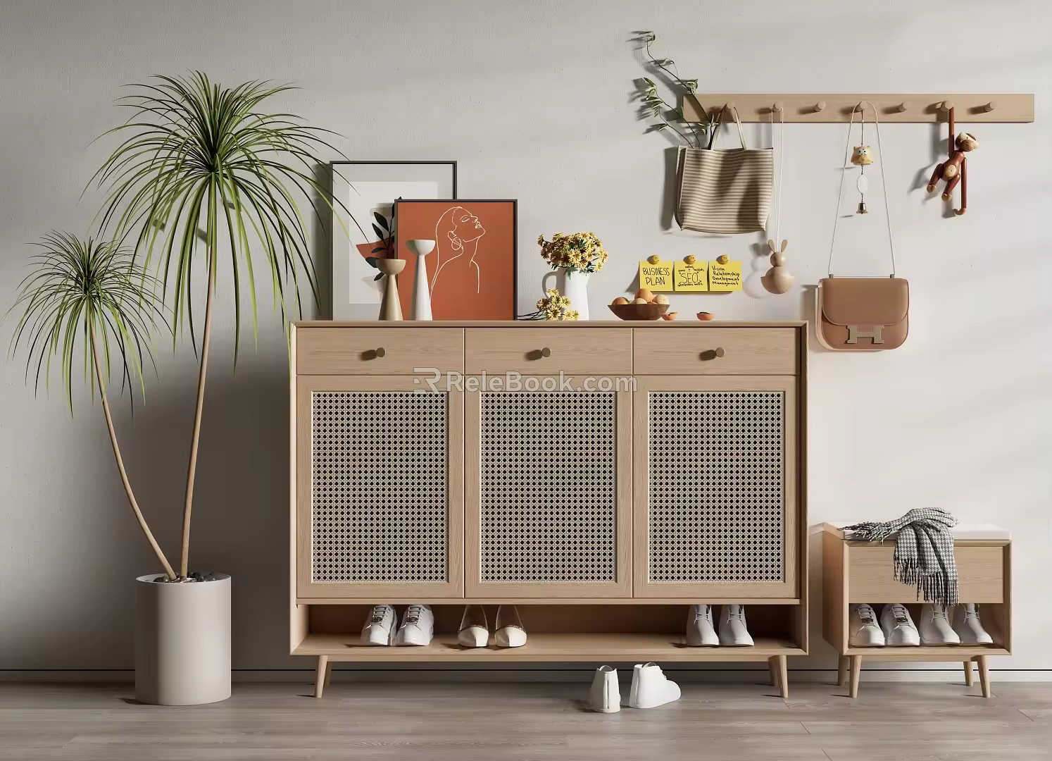 Nordic Shoe Cabinet Shoe Cabinet Entrance Cabinet Shoe Accessories 3d model