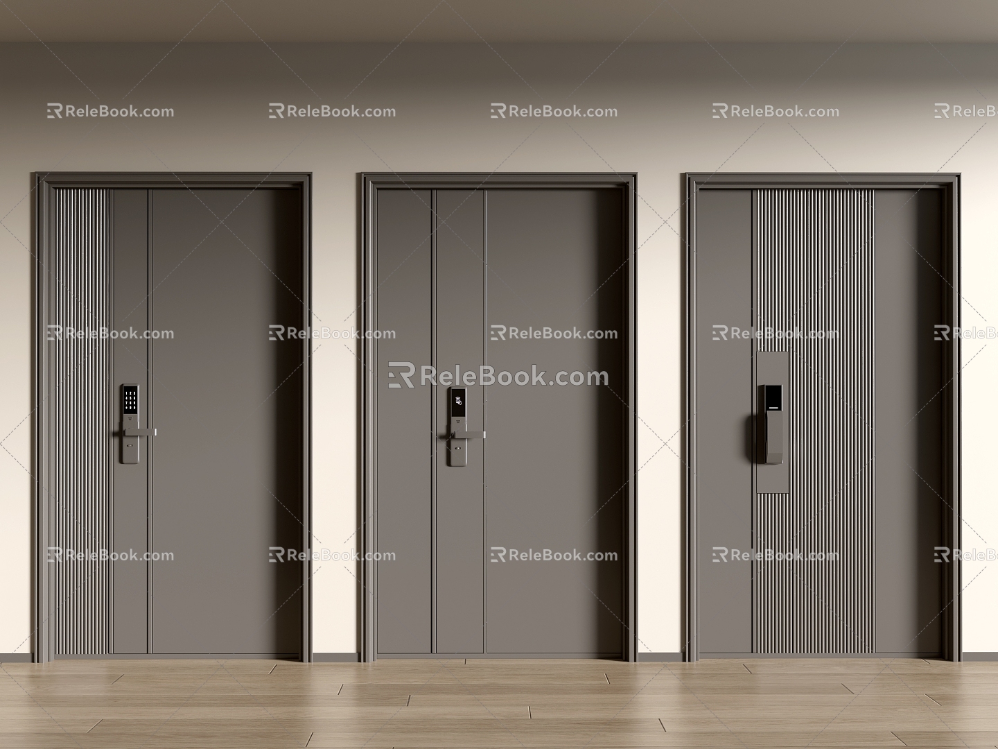 Modern double door entry door security door fire door unit door 3d model