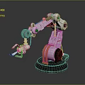 Game Movie Character Robotic Arm With White Yellow Mechanical Structure And Black Base