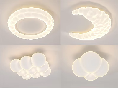 Modern Minimalist Ceiling Lights For Home Decor With Cloud Crescent Moon And Circular Ring Shapes 3d model