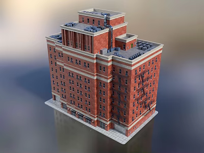 Classical Red Brick Detached Villa With Multi Story Structure Multiple Windows And Symmetrical Facade 3d model