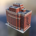Classical Red Brick Detached Villa With Multi Story Structure Multiple Windows And Symmetrical Facade 3d model