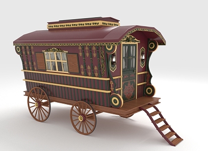 Noble carriage oxcart ancient transport vehicle 3d model